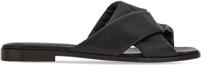 Ferragamo knot-detail leather slides Black