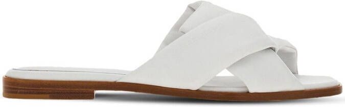 Ferragamo knot-detail leather slides White