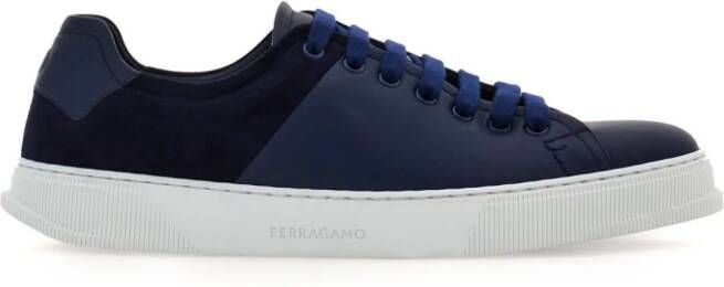 Ferragamo lace-up leather sneakers Blue