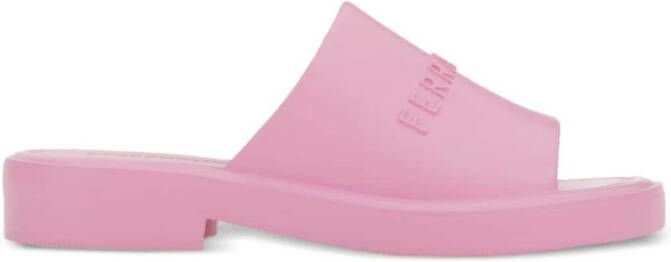 Ferragamo logo-debossed open-toe slides Pink