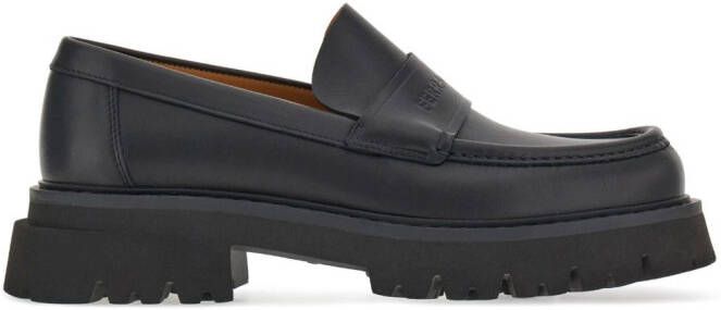 Ferragamo logo-embossed chunky leather loafers Black