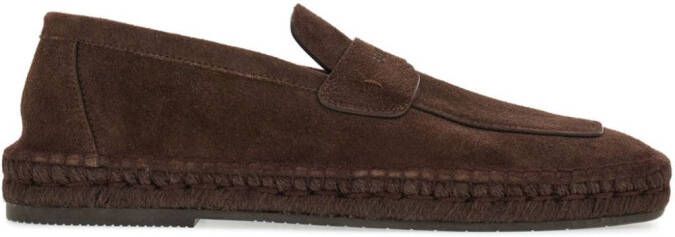 Ferragamo logo-embossed suede espadrilles Brown