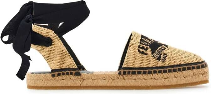 Ferragamo logo-embroidered raffia espadrilles Neutrals