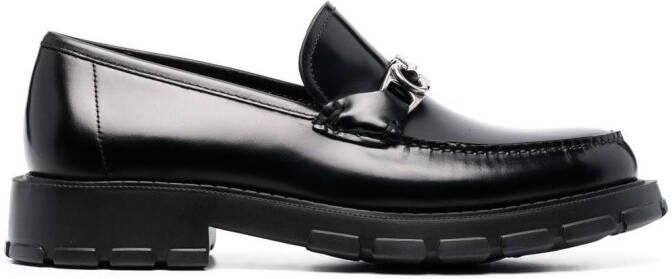 Ferragamo logo-plaque leather loafers Black