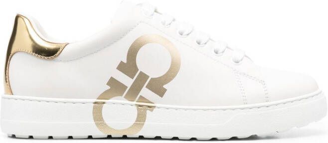 Ferragamo logo-print leather sneakers White