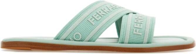 Ferragamo logo-print round-toe slides Green