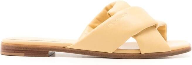 Ferragamo Origami knot-detail leather slides Green