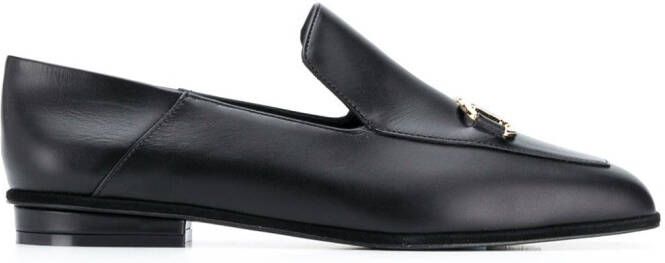 Ferragamo square-toe leather loafers Black
