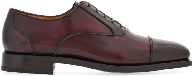 Ferragamo square-toe leather oxford shoes Red