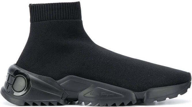 Ferragamo stretch-knit sneakers Black