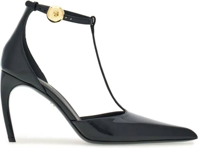 Ferragamo T-strap 85mm patent leather pumps Black