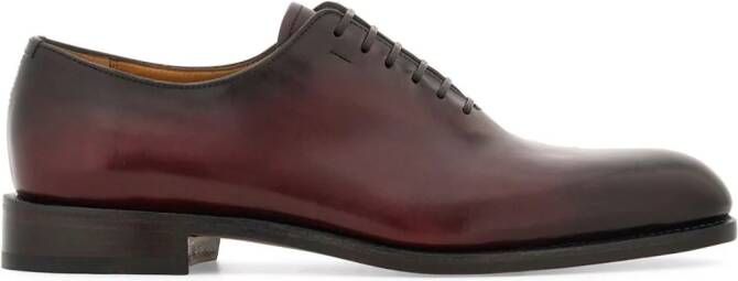 Ferragamo Tramezza lace-up leather oxford shoes Red