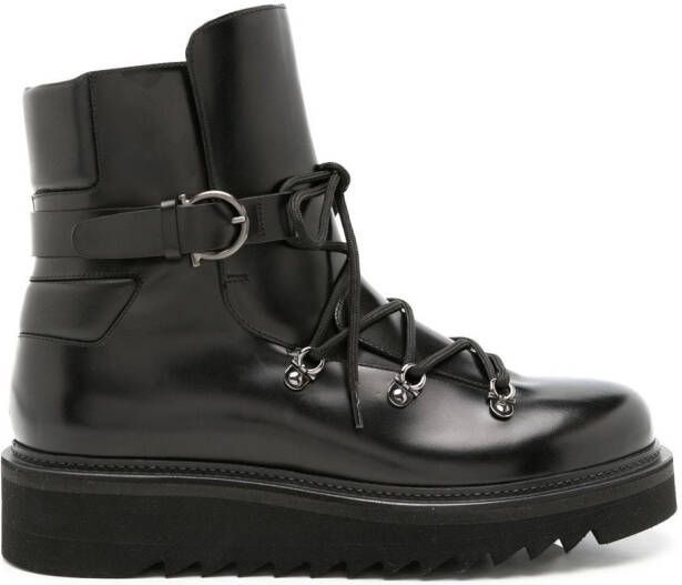 Ferragamo Trekking leather ankle boots Black