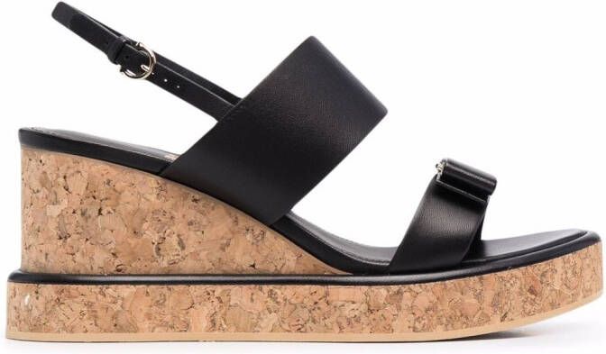 Ferragamo 55mm Vara Bow wedge sandals Black