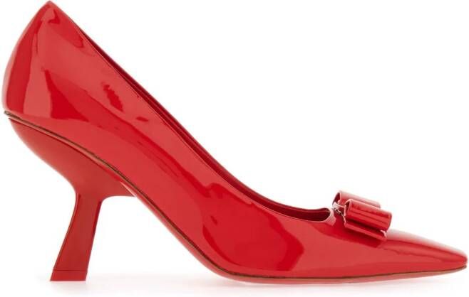 Ferragamo Vara Bow 85mm patent leather pumps Red