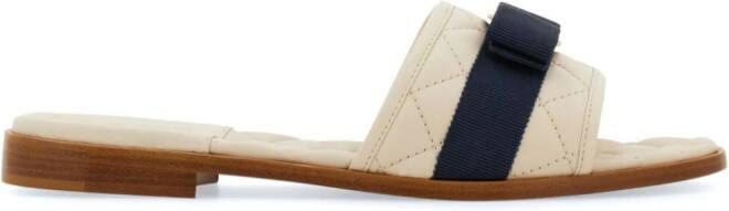 Ferragamo Vara Bow-appliqué quilted slides White