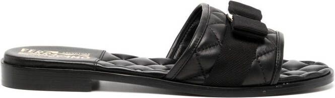 Ferragamo Vara bow quilted slides Black
