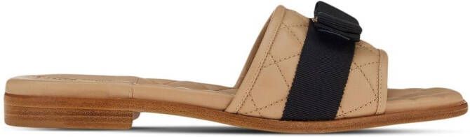 Ferragamo Vara bow quilted slides Neutrals