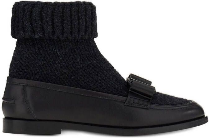 Ferragamo Vara bow sock-ankle loafers Black