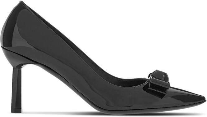 Ferragamo 70mm Vara bow patent pumps Black