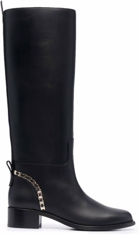 Ferragamo Vara Chain knee-high boots Black