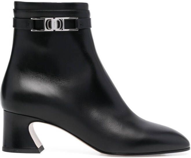 Ferragamo Vara chain leather ankle boots Black