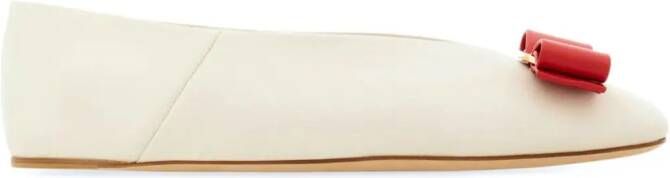 Ferragamo Vara leather ballerina shoes White
