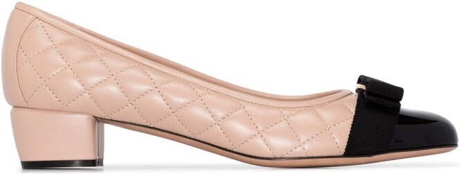 Ferragamo Vara Q 35 quilted leather pumps Neutrals