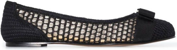 Ferragamo Varina bow-embellished balleria shoes Black