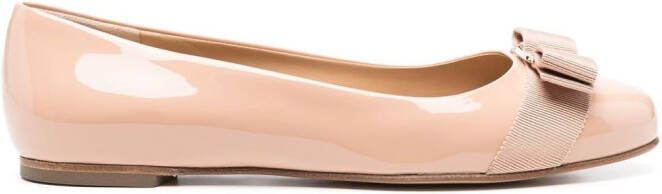 Ferragamo Varina patent leather ballerina shoes Neutrals