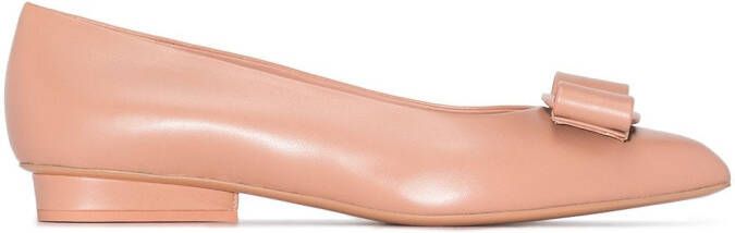 Ferragamo Viva 20mm bow-detail leather pumps Pink