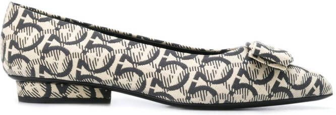 Ferragamo Viva Gancini-woven ballerinas Neutrals