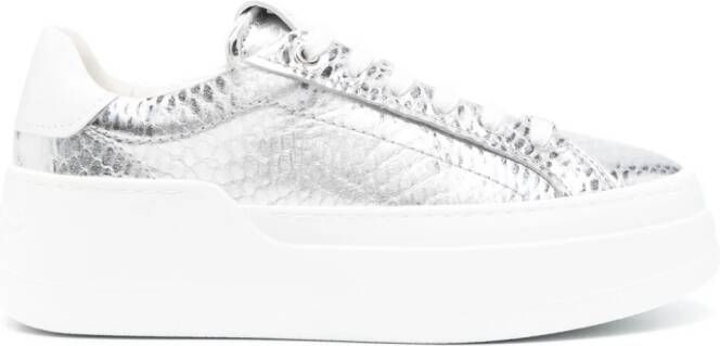 Ferragamo Wedge metallic plaftorm sneakers Silver