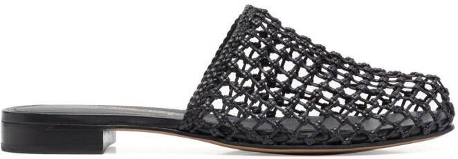 Ferragamo woven-design leather mules Black