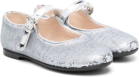 Florens sequinned buckled Ballerina shoes Silver