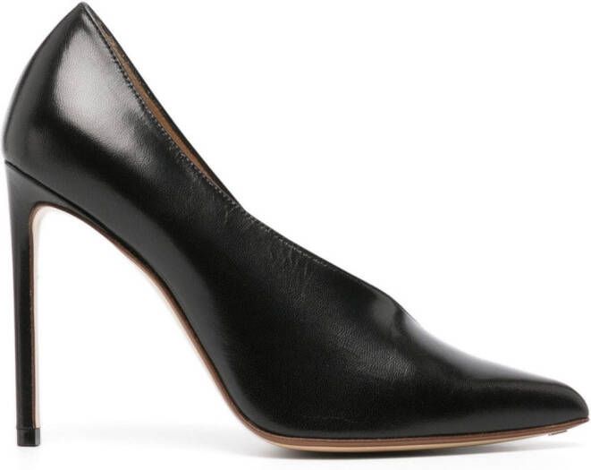 Francesco Russo 105mm asymmetric leather pumps Black