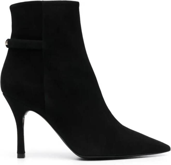 Furla 100mm pointed-toe leather boots Black
