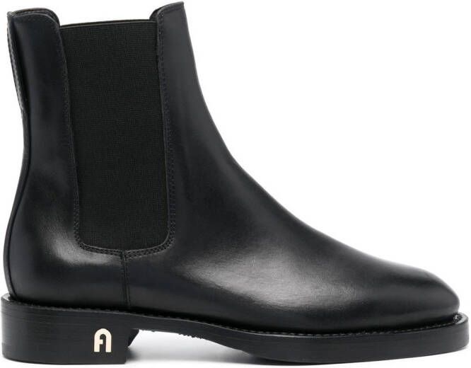 Furla leather ankle boots Black