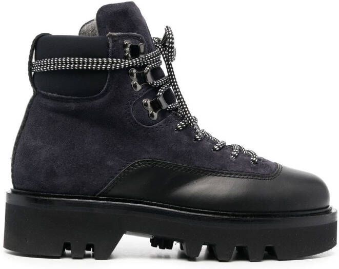 Furla panelled lace-up boots Black