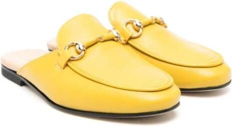 Gallucci Kids buckle-detail leather slippers Yellow