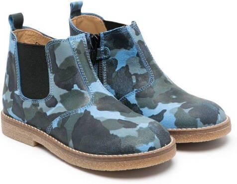 Gallucci Kids camouflage-print leather ankle boots Blue