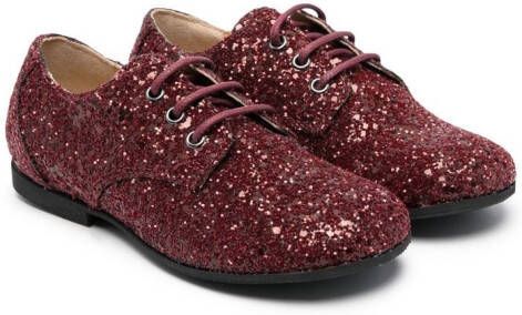 Gallucci Kids glitter lace-up ballerina shoes Red