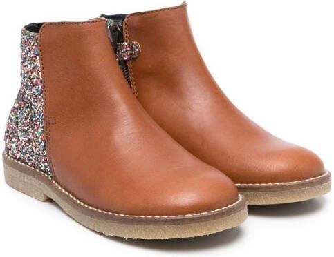 Gallucci Kids glittered-panel ankle boots Brown