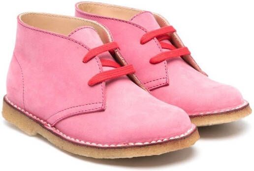Gallucci Kids lace-up suede boots Pink