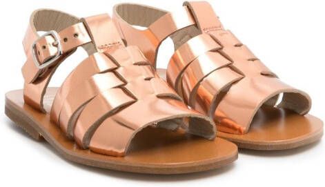 Gallucci Kids metallic-effect flat sandals Pink