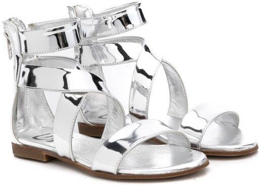 Gallucci Kids metallic-effect leather sandals Silver
