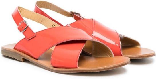 Gallucci Kids TEEN patent-leather crossover-straps sandals Orange
