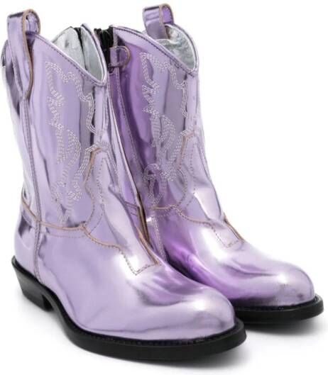 Gallucci Kids Texan foiled boots Purple