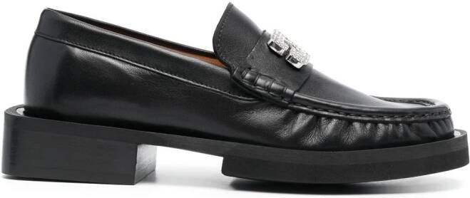 GANNI 30mm logo-plaque loafers Black