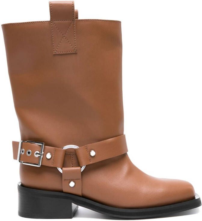 GANNI 50mm biker boots Brown